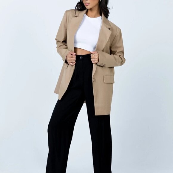 Princess Polly Lioness Welcome to the Jungle Tan Oversized Blazer L - Picture 5 of 14